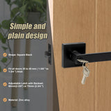 Door Handle Set Lever Key Lock Function Square Black - Extra Image