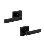 Door Handle Set Lever Key Lock Function Square Black