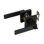 Door Handle Set Lever Key Lock Function Square Black