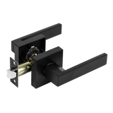 Door Handle Set Lever Passage Function Square Black - Side View