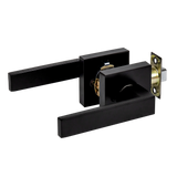 Door Handle Set Lever Passage Function Square Black - Top-Down View