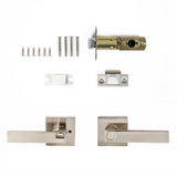 Door Handle Set Lever Privacy Function Square Satin Nickel - Extra Image