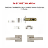 Door Handle Set Lever Passage Function Square Satin Nickel - Extra Image