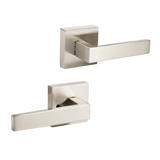 Door Handle Set Lever Passage Function Square Satin Nickel