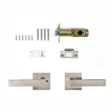 Door Handle Set Lever Passage Function Square Satin Nickel - Extra Image