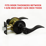 Door Handle Set Lever Privacy Function Black - Top-Down View