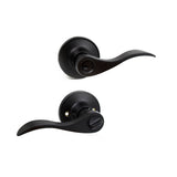 Door Handle Set Lever Key Lock Function Black - Side View