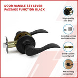 Door Handle Set Lever Passage Function Black - Front View