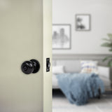 Door Handle Set Privacy Function Round Black - Side View