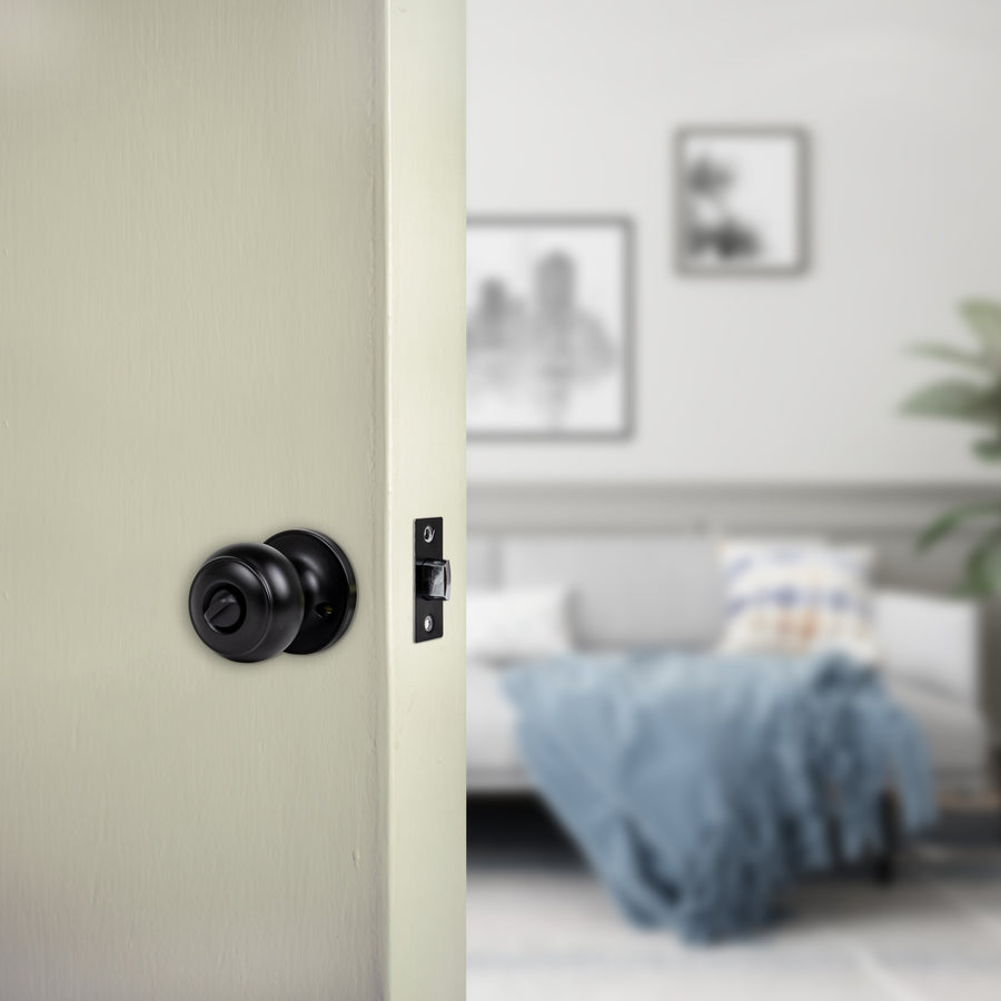 Door Handle Set Privacy Function Round Black