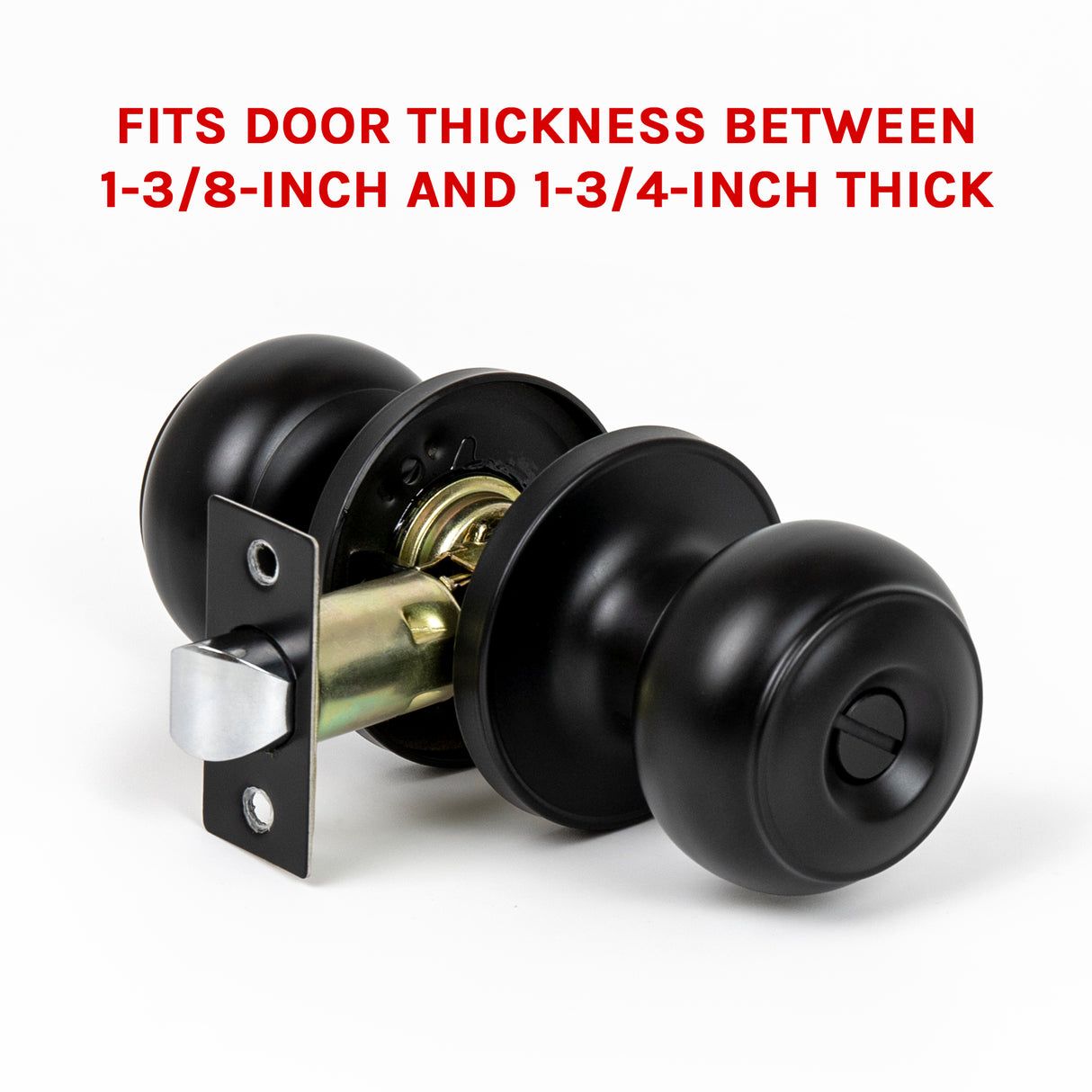Door Handle Set Privacy Function Round Black