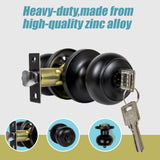 Door Handle Set Key Lock Function Round Black - Extra Image