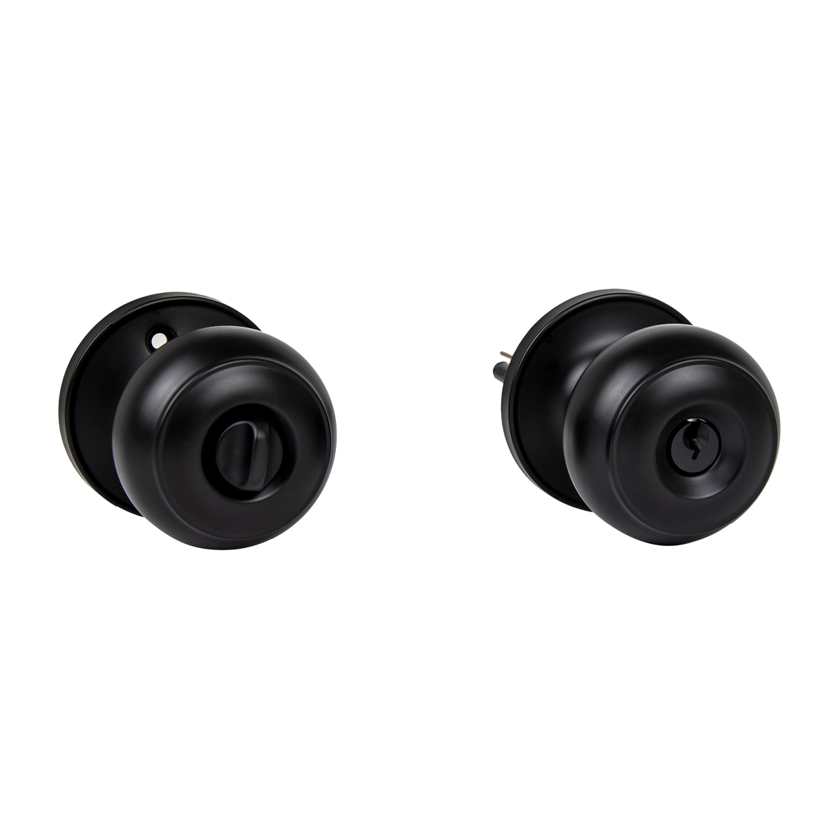 Door Handle Set Key Lock Function Round Black