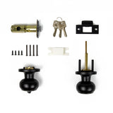 Door Handle Set Key Lock Function Round Black - Rear View