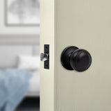 Door Handle Set Passage Function Round Black - Front View