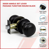Door Handle Set Passage Function Round Black - Side View