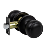 Door Handle Set Passage Function Round Black - Top-Down View