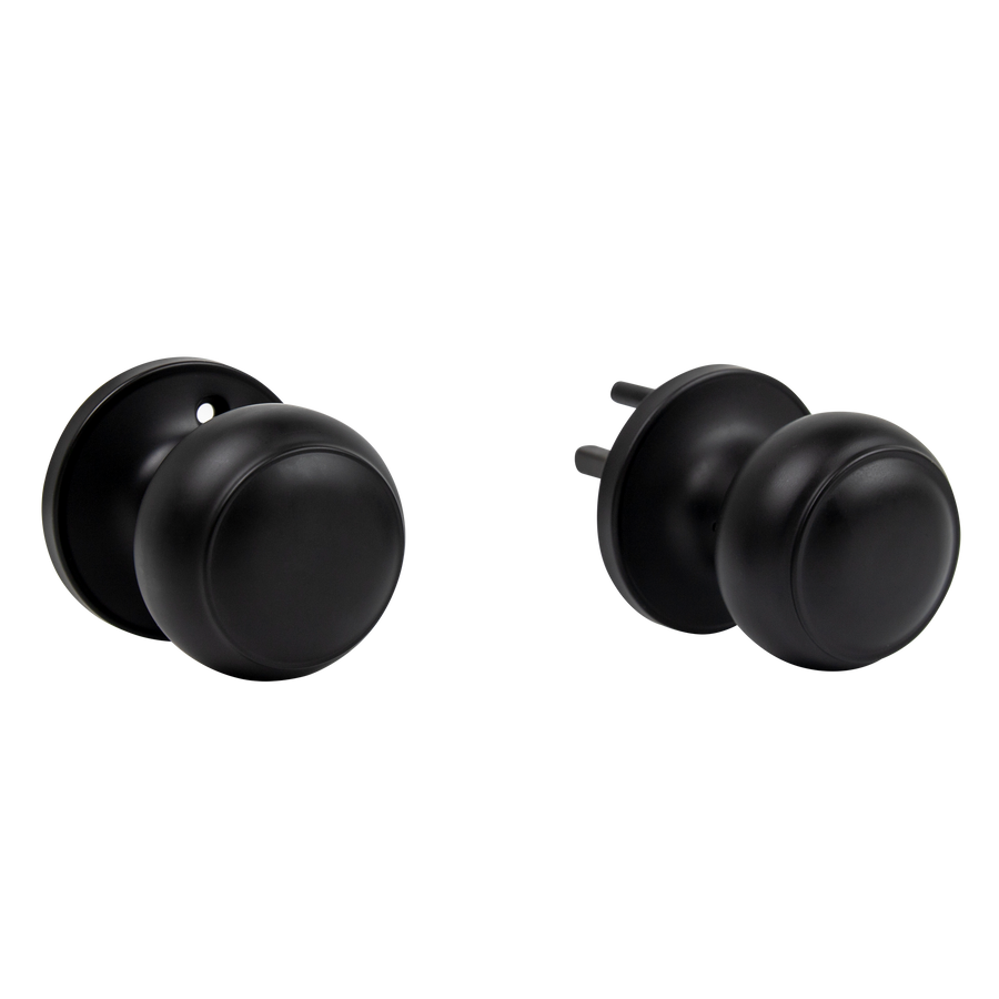 Door Handle Set Passage Function Round Black