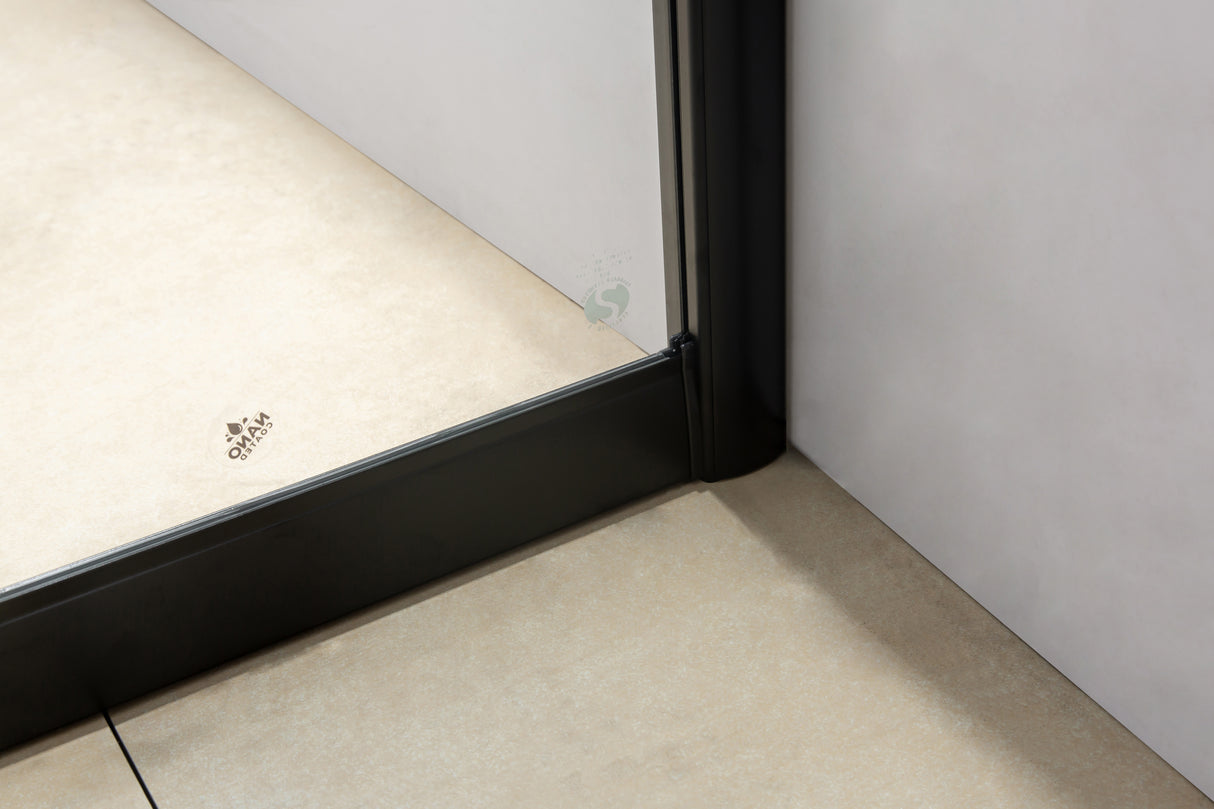 1400-1600mm Sliding Door Safety Glass Shower Screen Black By Della Francesca