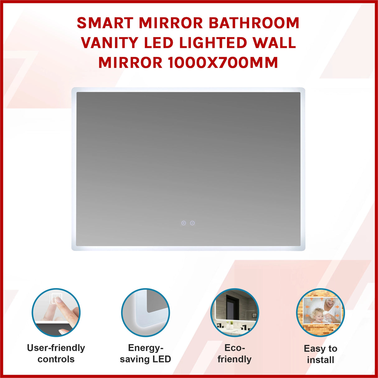 Smart Mirror Bathroom Vanity LED Lighted Wall Mirror 1000x700mm