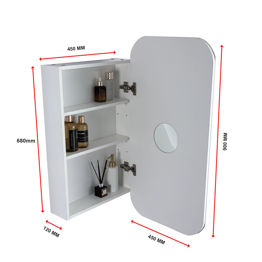 Rectangle Wall Hung Bathroom Mirror Shaving Cabinet Vanity Matte White, image 10