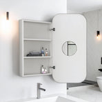 Rectangle Wall Hung Bathroom Mirror Shaving Cabinet Vanity Matte White, image 2