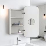 Rectangle Wall Hung Bathroom Mirror Shaving Cabinet Vanity Matte White - Front View