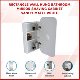 Rectangle Wall Hung Bathroom Mirror Shaving Cabinet Vanity Matte White - Top-Down View