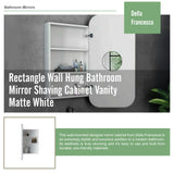 Rectangle Wall Hung Bathroom Mirror Shaving Cabinet Vanity Matte White - Low Angle