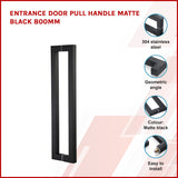 Entrance Door Pull Handle Matte Black 800mm - Front View