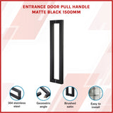 Entrance Door Pull Handle Matte Black 1500mm