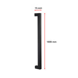 Entrance Door Pull Handle Matte Black 1800mm - Low Angle