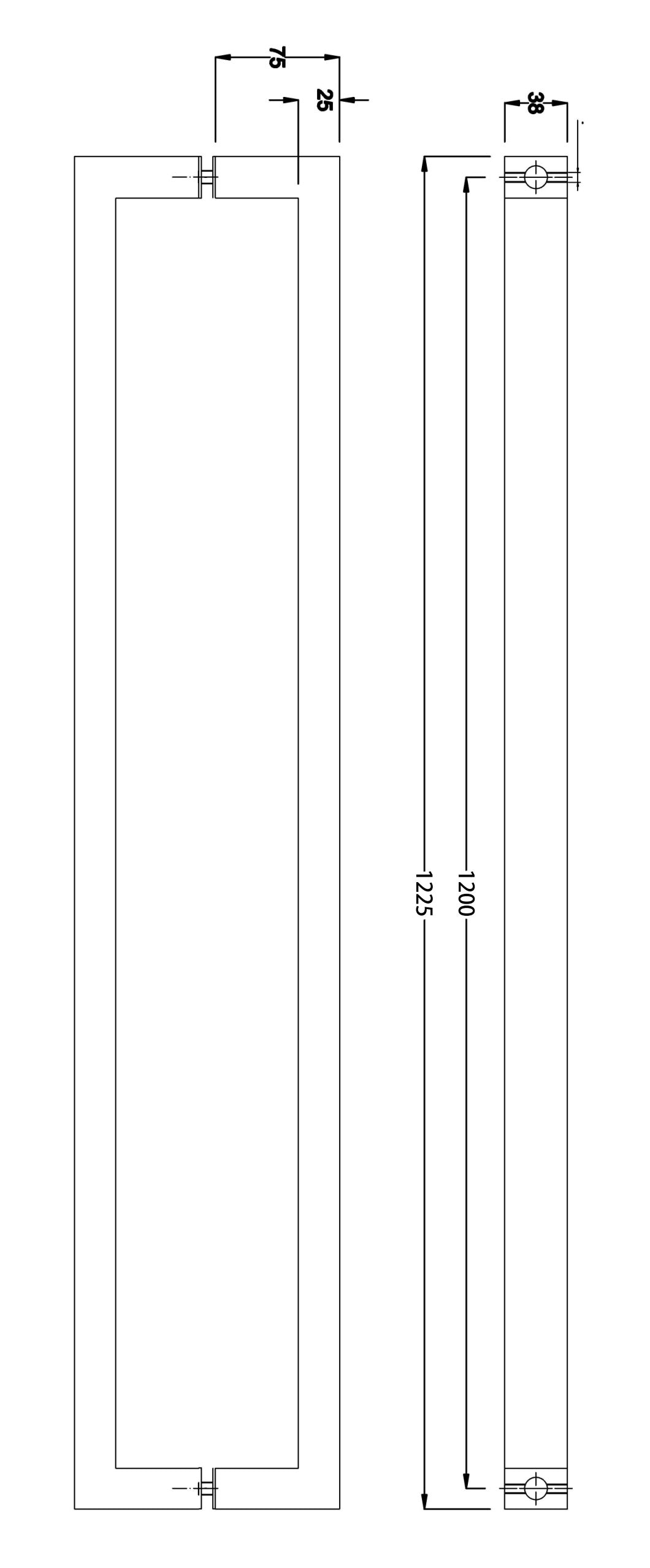 Entrance Door Pull Handle Brushed satin 1200mm