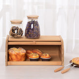 Bamboo Bread Bin Storage Box Kitchen Loaf Pastry Container - Front View