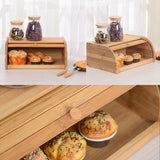 Bamboo Bread Bin Storage Box Kitchen Loaf Pastry Container - Side View