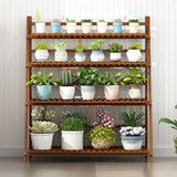 Plant Stand Outdoor Indoor Garden Wood Bamboo Shelf Folding 100CM Length - Front View
