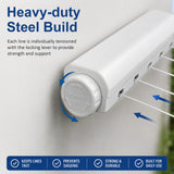 Retracting Clothesline 5 Line 18m Hanging Clothes Space Hanger - Side View