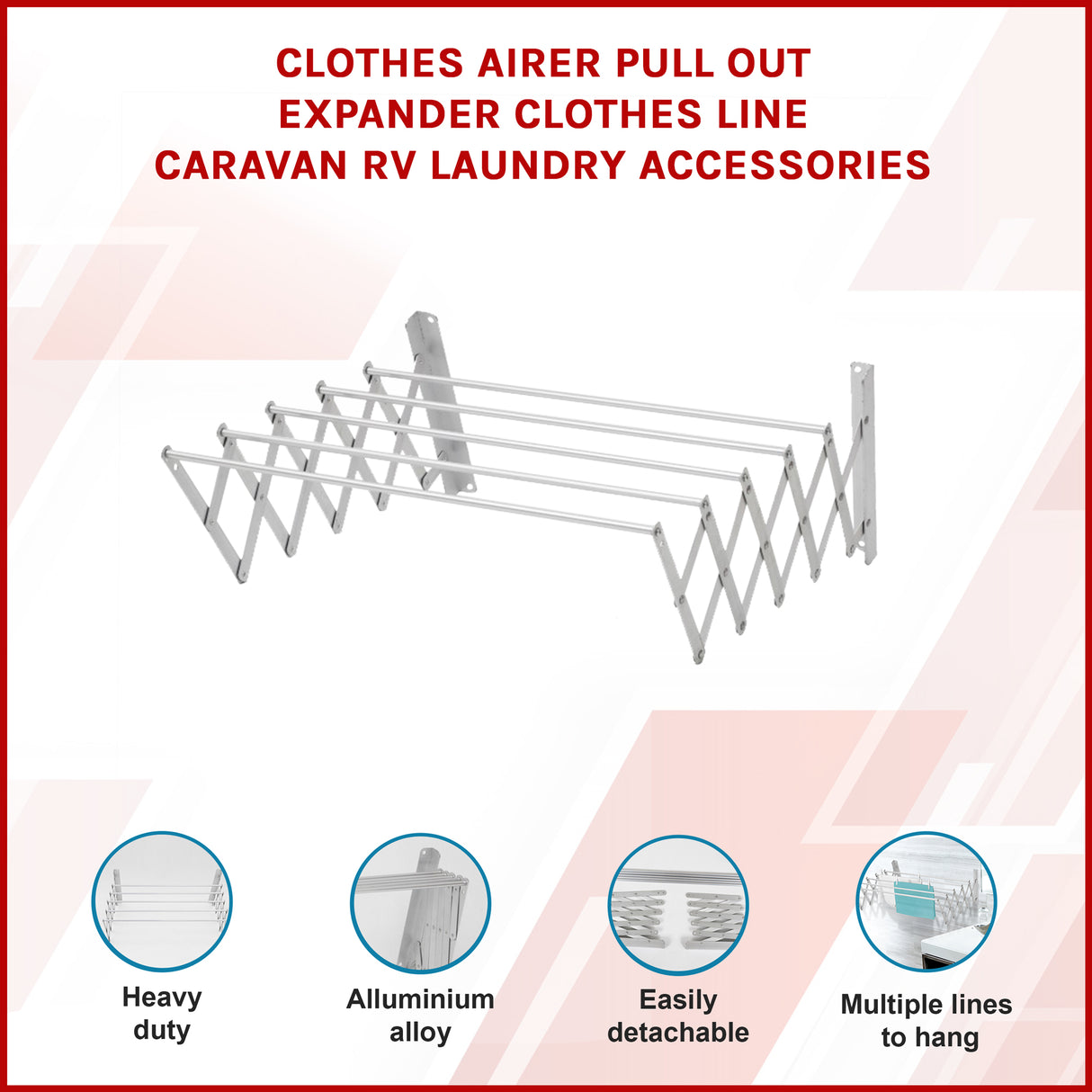 Pull Out Clothes Airer &ndash; Expanding Laundry Drying Line for Caravan, RV & Home