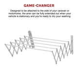Pull Out Clothes Airer &ndash; Expanding Laundry Drying Line for Caravan, RV & Home - Close-Up Angle