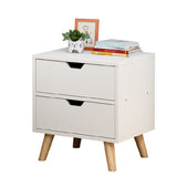 Bedside Tables Drawers Side Table Nightstand White Storage Cabinet Wood - Front View