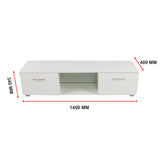 TV Cabinet Entertainment Unit Stand High Gloss Storage Shelf 140cm White - Rear View