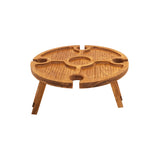 Outdoor Picnic Table Wooden Portable Folding Mini Wine Rack Picnic Table - Front View