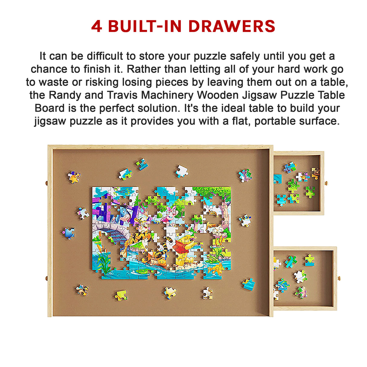 Wooden Jigsaw Puzzle Table Board Storage Table Tray Puzzle For Adult Kid