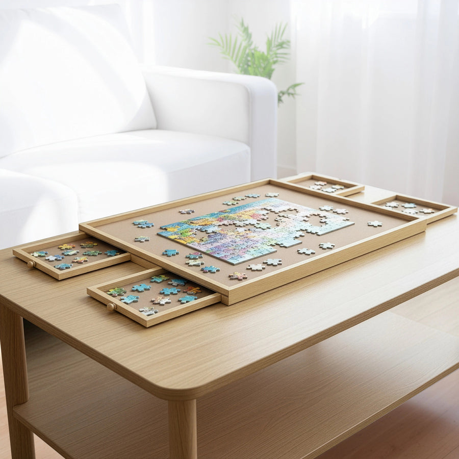 Wooden Jigsaw Puzzle Table Board Storage Table Tray Puzzle For Adult Kid