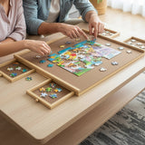 Wooden Jigsaw Puzzle Table Board Storage Table Tray Puzzle For Adult Kid - Side View
