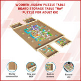 Wooden Jigsaw Puzzle Table Board Storage Table Tray Puzzle For Adult Kid - Rear View