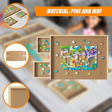 Wooden Jigsaw Puzzle Table Board Storage Table Tray Puzzle For Adult Kid - Close-Up Angle