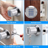Digital Electronic Code Door Lock Keyless Entry Keypad Programmable Lock Knob - 45-Degree Angle