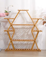 Bamboo Multilayer Flower Plant Bonsai Rack Shelf Stand Porch Lawn Patio - Front View