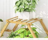 Bamboo Multilayer Flower Plant Bonsai Rack Shelf Stand Porch Lawn Patio - Rear View